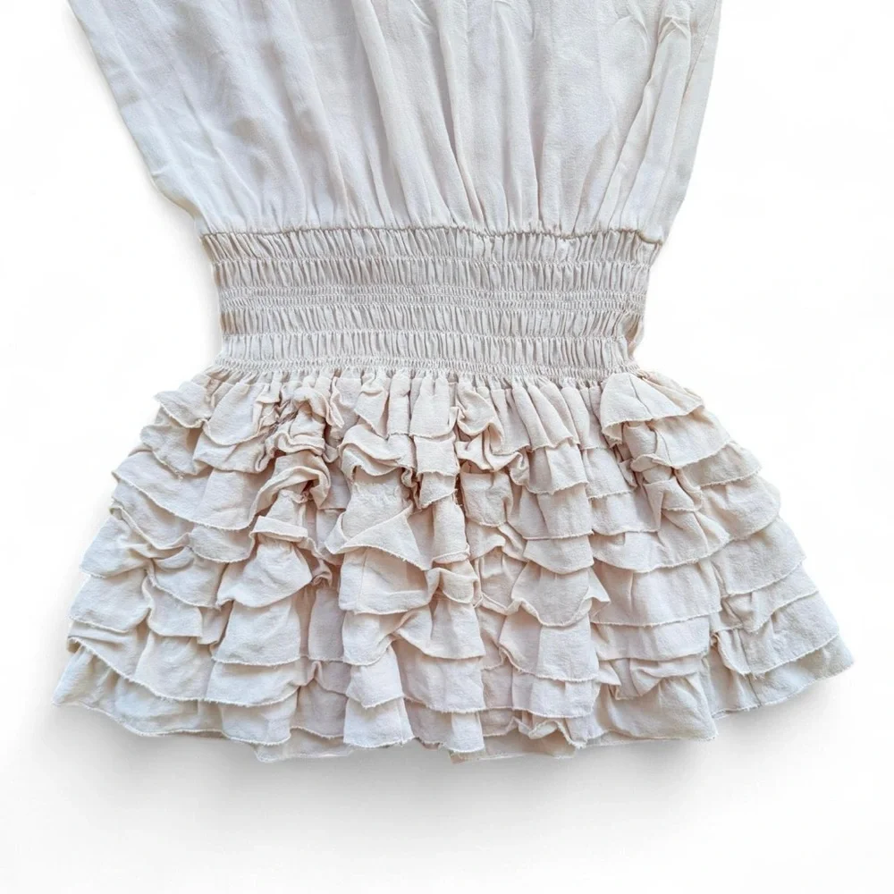 Ulla Johnson 100% Silk Piera Pleated Ruffled Matte Satin Drop Waist Dress Size 0 - Picture 7 of 16